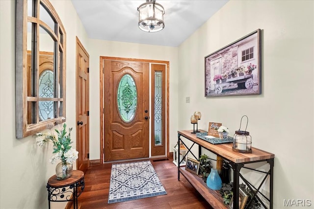 13345 Iberg Rd, Highland, IL 62249 - entryway featuring wood finished floors and a chandelier