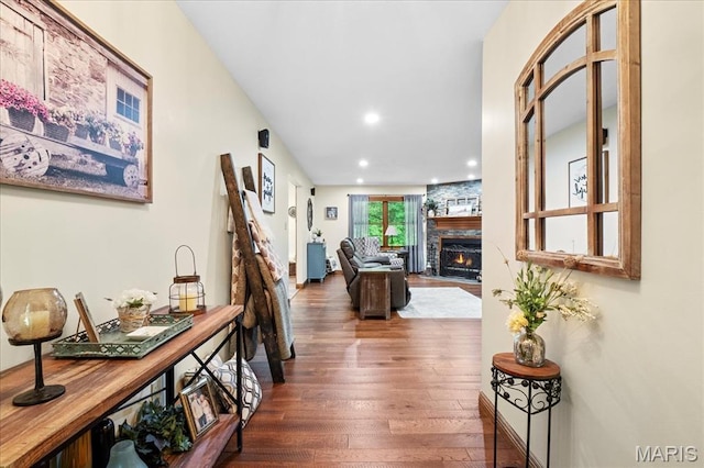 13345 Iberg Rd, Highland, IL 62249 - hall with wood-type flooring and recessed lighting