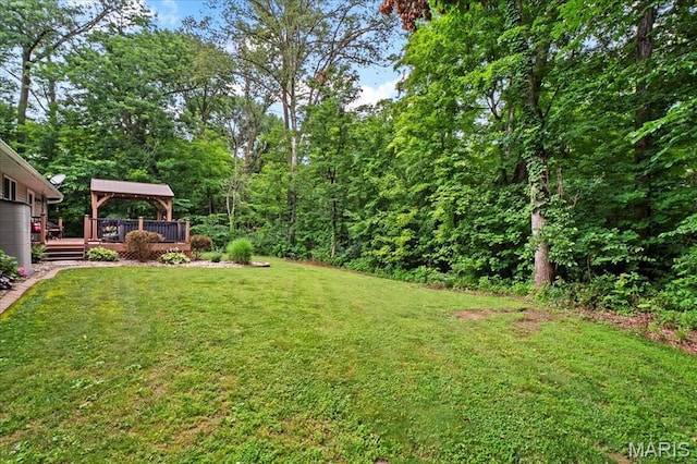 13345 Iberg Rd, Highland, IL 62249 - view of green lawn with a gazebo and a deck