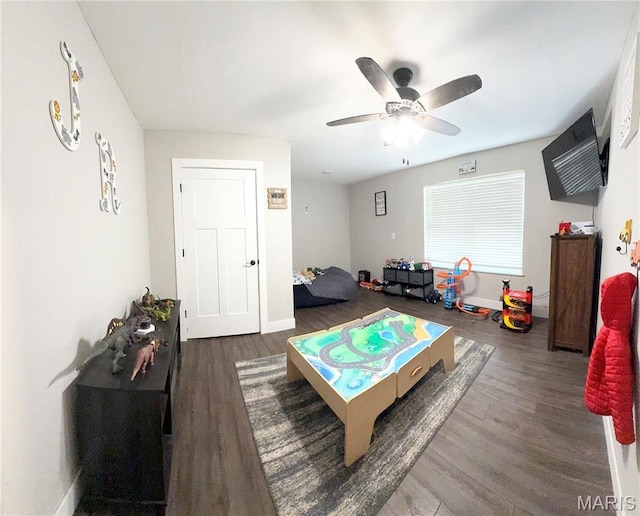 22115 Royce Ln, Waynesville, MO 65583 - rec room featuring wood finished floors and ceiling fan