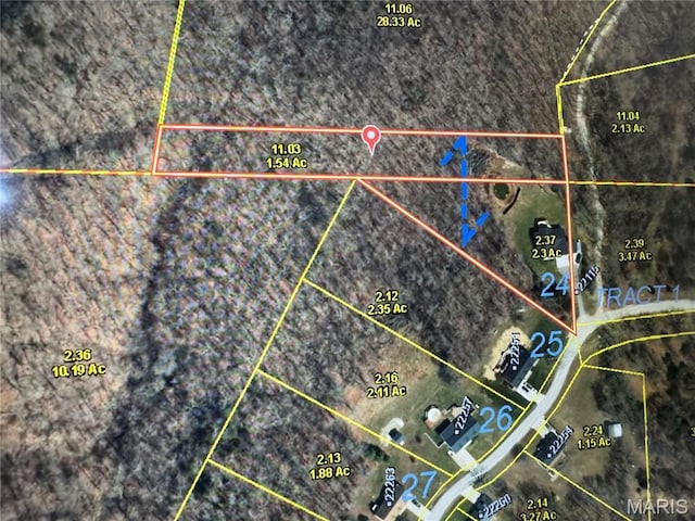 22115 Royce Ln, Waynesville, MO 65583 - aerial overview of property's location featuring property boundaries highlighted