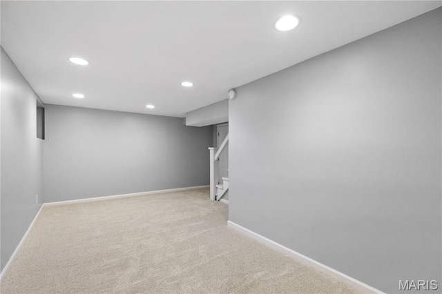1000 Diversey Dr, Crestwood, MO 63126 - finished below grade area featuring recessed lighting, stairs, and carpet
