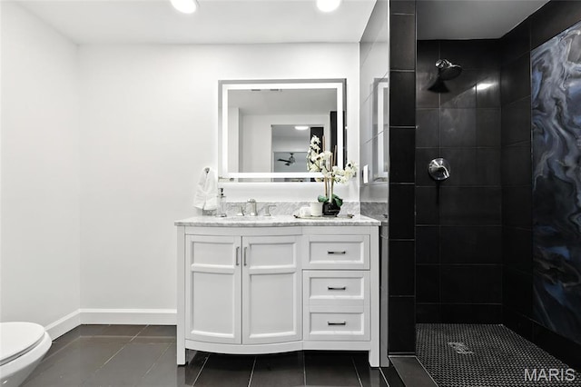 9441 Ridge Ave, Overland, MO 63114 - full bath with tile patterned flooring, a walk in shower, and vanity