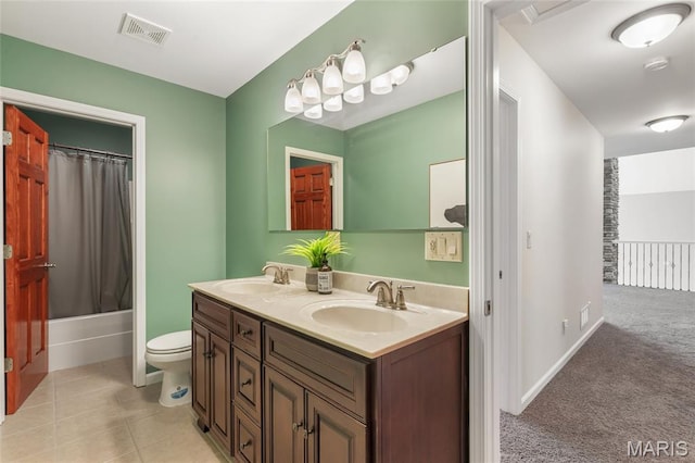 3516 Hawthorne Ridge Dr, Eureka, MO 63025 - bathroom with double vanity, shower / tub combo with curtain, and tile patterned floors