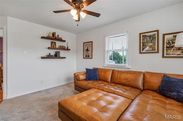 5701 State Road P, De Soto, MO 63020 - living area featuring carpet flooring and a ceiling fan