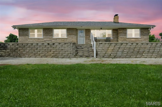 5701 State Road P, De Soto, MO 63020 - ranch-style home featuring a chimney and stone siding