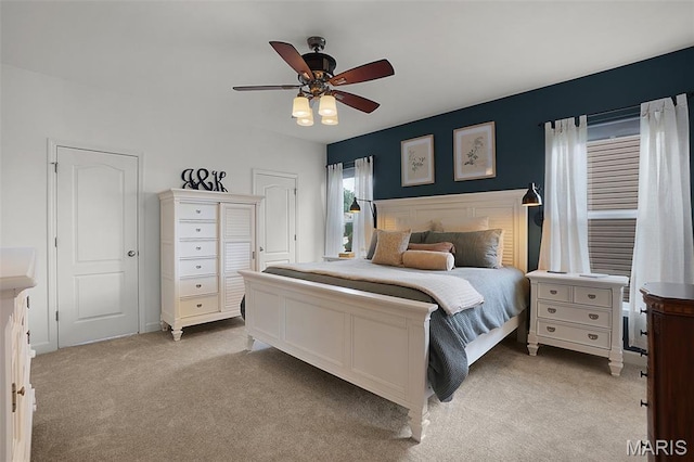 234 Lonepine Dr, Wentzville, MO 63385 - bedroom featuring light colored carpet and a ceiling fan