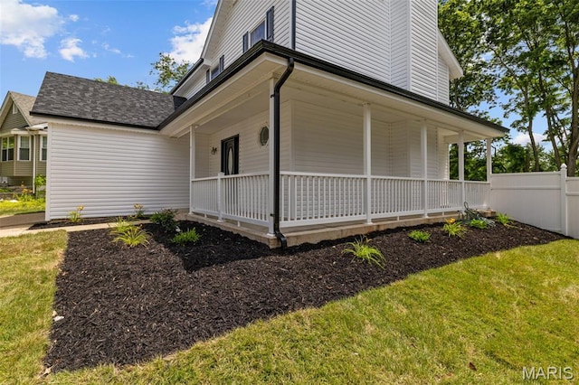145 Aspencade Cir, Saint Peters, MO 63376 - view of home's exterior with roof with shingles and a porch