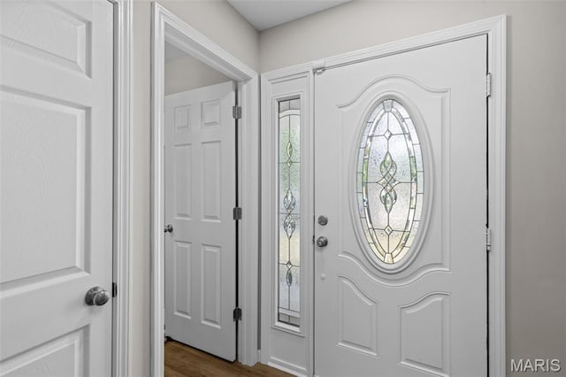 145 Aspencade Cir, Saint Peters, MO 63376 - foyer entrance with dark wood-style flooring