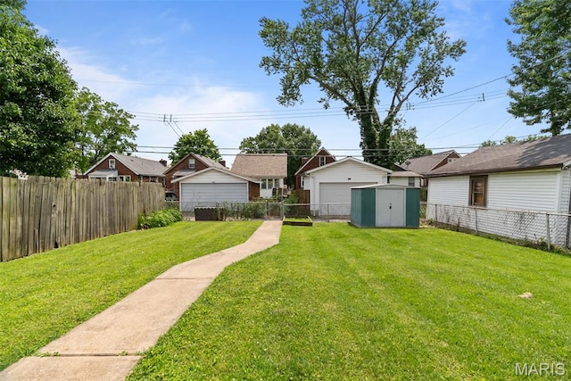 5524 Devonshire Ave, Saint Louis, MO 63109 - fenced backyard featuring a storage unit and a garage