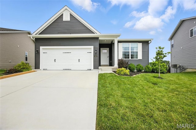 213 Dell View Dr, Arnold, MO 63010 - ranch-style home with an attached garage, a front lawn, and concrete driveway