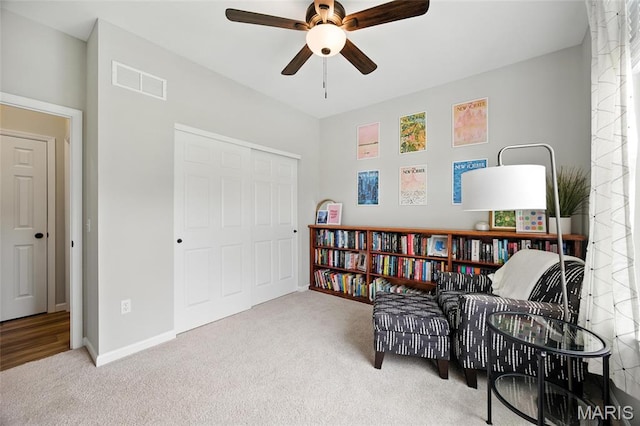 213 Dell View Dr, Arnold, MO 63010 - sitting room with ceiling fan and carpet