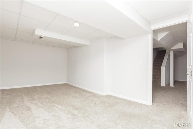 1655 Oakwood Dr, Ofallon, MO 63366 - finished basement with carpet and a drop ceiling