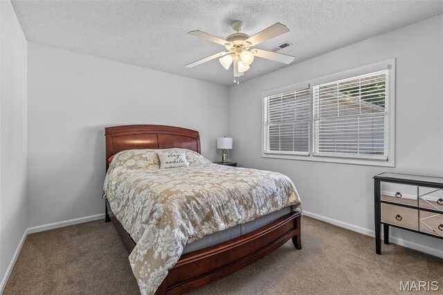 1531 Charmaine Dr, Bonne Terre, MO 63628 - carpeted bedroom featuring a textured ceiling and a ceiling fan