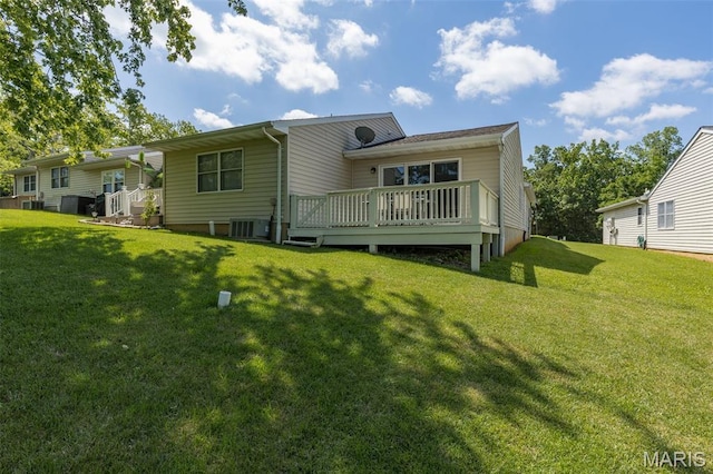 1531 Charmaine Dr, Bonne Terre, MO 63628 - back of house with a yard and a wooden deck
