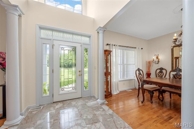 5 Hickory Glen Ct, Lake St Louis, MO 63367 - foyer featuring ornate columns and baseboards