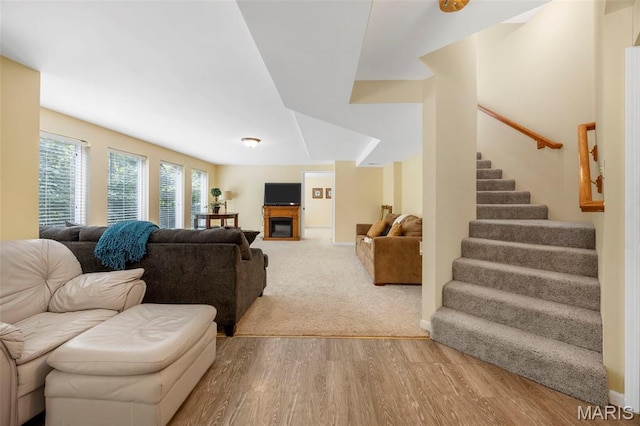 5 Hickory Glen Ct, Lake St Louis, MO 63367 - living area featuring wood finished floors and stairway