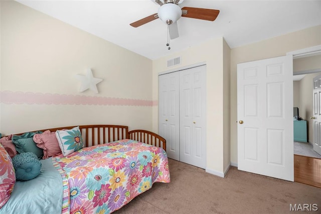 5 Hickory Glen Ct, Lake St Louis, MO 63367 - bedroom featuring carpet flooring, a closet, and a ceiling fan