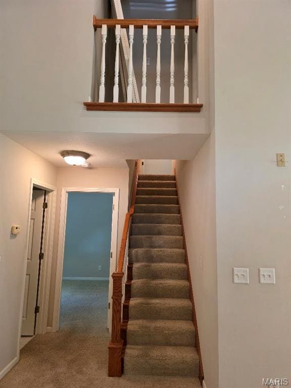 302 Lorean St, Troy, IL 62294 - staircase featuring carpet floors and baseboards