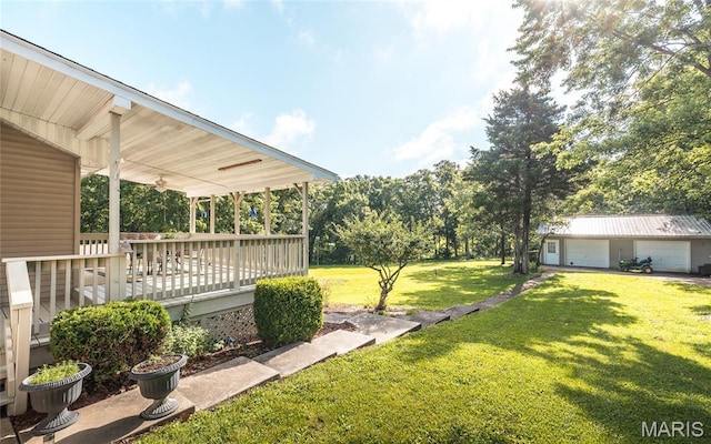 240 N Bernhardt Ave, Gerald, MO 63037 - view of grassy yard with a garage and a deck