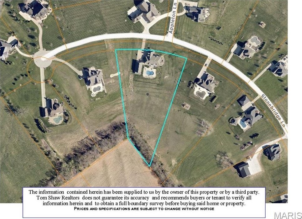 11078 Stonebridge Ln, Wentzville, MO 63385 - map of property location featuring property boundaries highlighted
