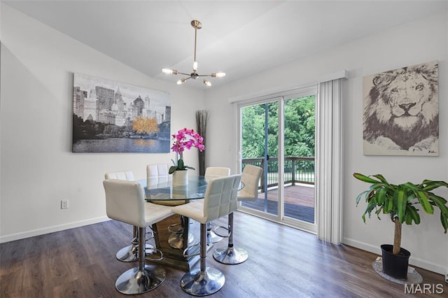 1007 Crows Nest Ct, Caseyville, IL 62232 - dining space featuring wood finished floors, a chandelier, and lofted ceiling