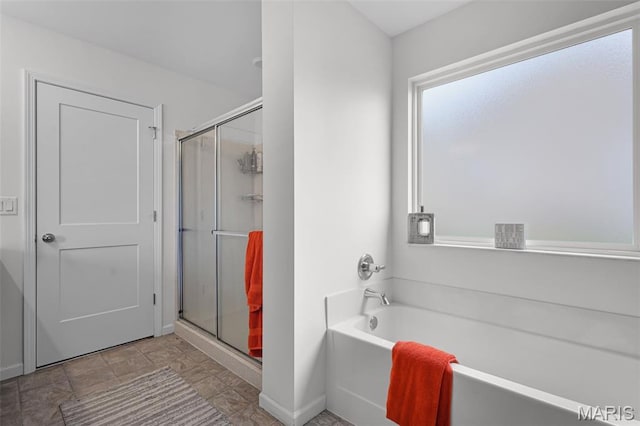 1007 Crows Nest Ct, Caseyville, IL 62232 - full bath with a garden tub, a stall shower, and stone finish floors