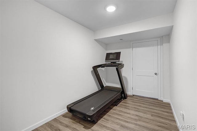 1007 Crows Nest Ct, Caseyville, IL 62232 - exercise room featuring wood finished floors and baseboards