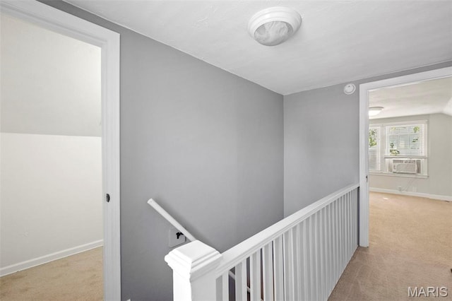6915 Wise Ave, Saint Louis, MO 63139 - hallway with an upstairs landing, carpet, and cooling unit
