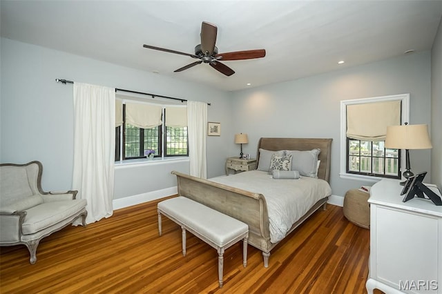 444 Algonquin Pl, Webster Groves, MO 63119 - bedroom featuring wood finished floors, ceiling fan, and recessed lighting