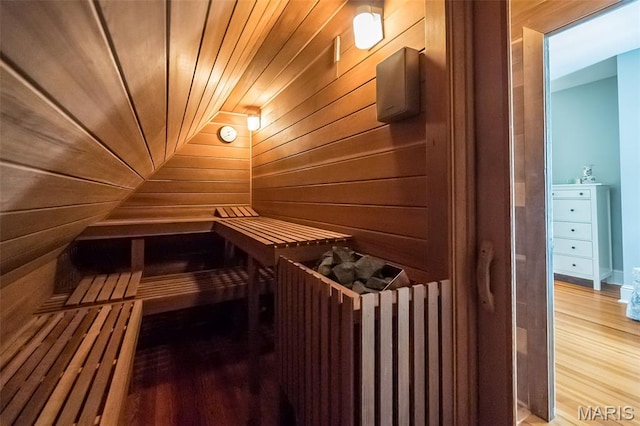 444 Algonquin Pl, Webster Groves, MO 63119 - relaxing sauna / steam room featuring wood finished floors and wood walls