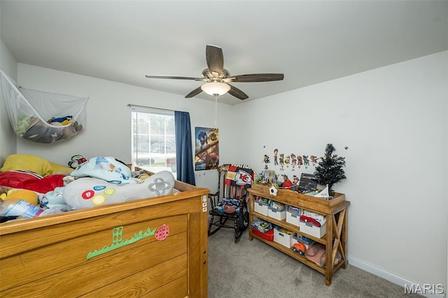 229 Essex Ct, Wright City, MO 63390 - bedroom featuring light carpet and ceiling fan