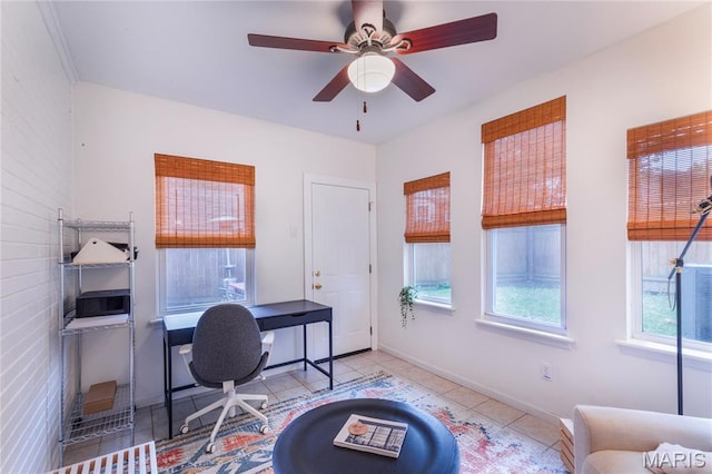 1076 N Jackson Ave, University City, MO 63130 - tiled office with healthy amount of natural light and ceiling fan