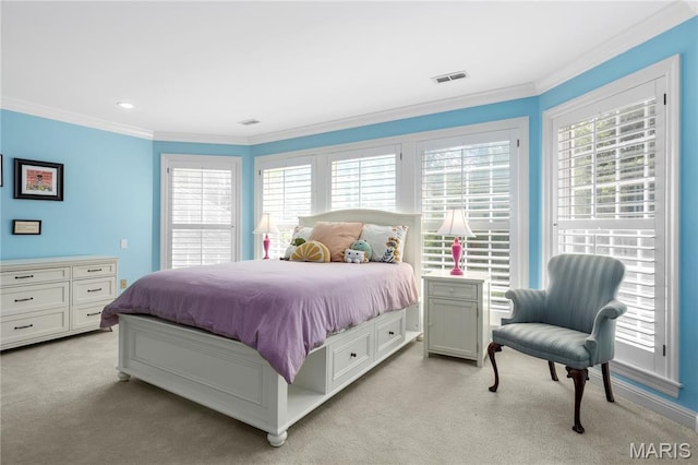 10420 Litzsinger Rd, Frontenac, MO 63131 - bedroom with light colored carpet and ornamental molding