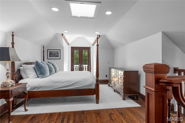10420 Litzsinger Rd, Frontenac, MO 63131 - bedroom featuring wood finished floors, lofted ceiling, and recessed lighting