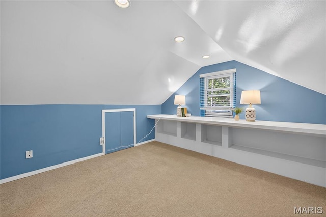 5021 Hi View Ave, Shrewsbury, MO 63119 - additional living space featuring carpet, lofted ceiling, and recessed lighting