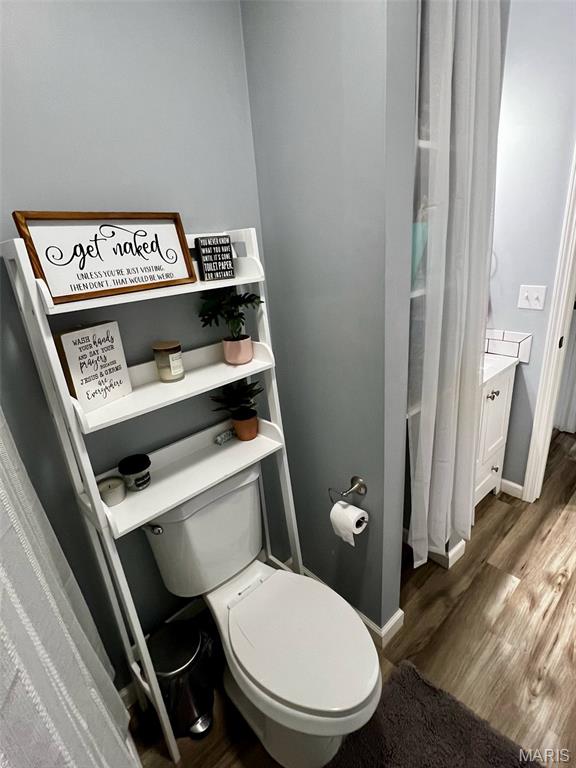 320 N Dickerson St, Palmyra, MO 63461 - bathroom with toilet and wood finished floors