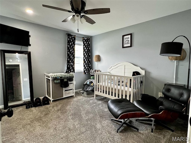 320 N Dickerson St, Palmyra, MO 63461 - bedroom featuring carpet floors and ceiling fan