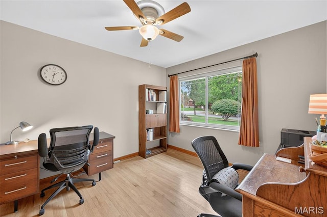6580 Oleatha Ave, Saint Louis, MO 63139 - office area with light wood-style floors and ceiling fan