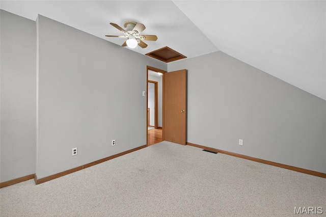 6580 Oleatha Ave, Saint Louis, MO 63139 - additional living space featuring lofted ceiling, carpet floors, ceiling fan, and attic access