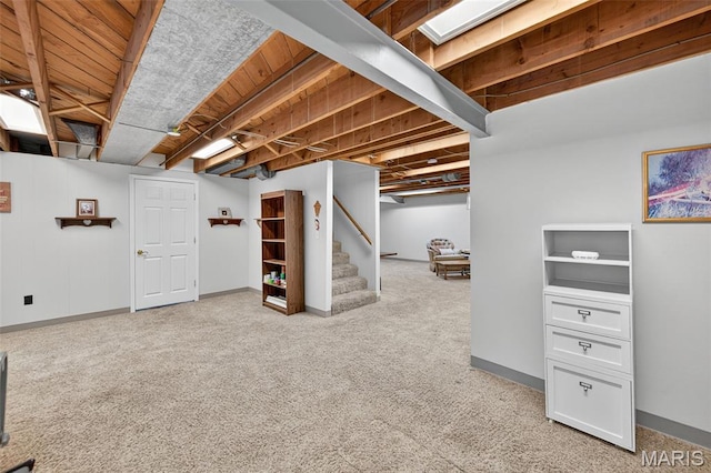 6580 Oleatha Ave, Saint Louis, MO 63139 - finished basement with light colored carpet and stairs