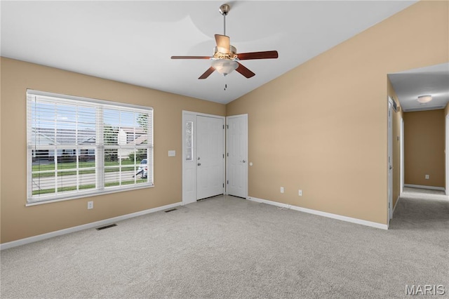 925 Stone Crossing Dr, Wentzville, MO 63385 - carpeted empty room with lofted ceiling and a ceiling fan