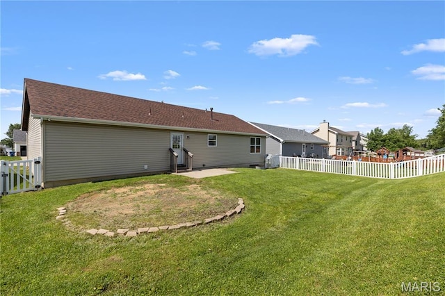 925 Stone Crossing Dr, Wentzville, MO 63385 - rear view of property with a patio, a fenced backyard, and a gate