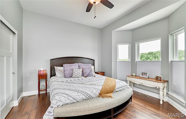 10234 Village Dr, Foristell, MO 63348 - bedroom featuring hardwood / wood-style flooring and ceiling fan