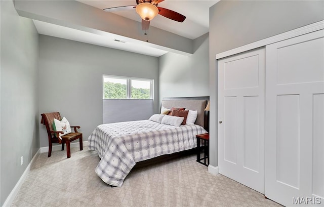 10234 Village Dr, Foristell, MO 63348 - bedroom featuring light carpet and ceiling fan