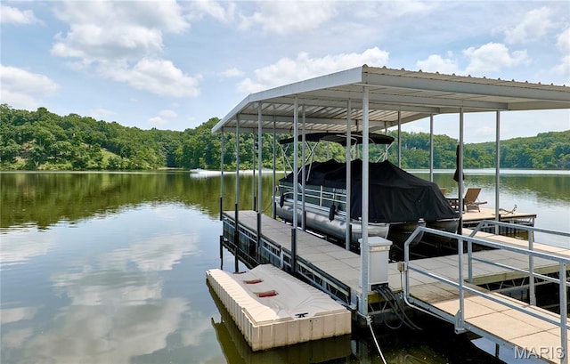 10234 Village Dr, Foristell, MO 63348 - dock area with a water view and a forest view