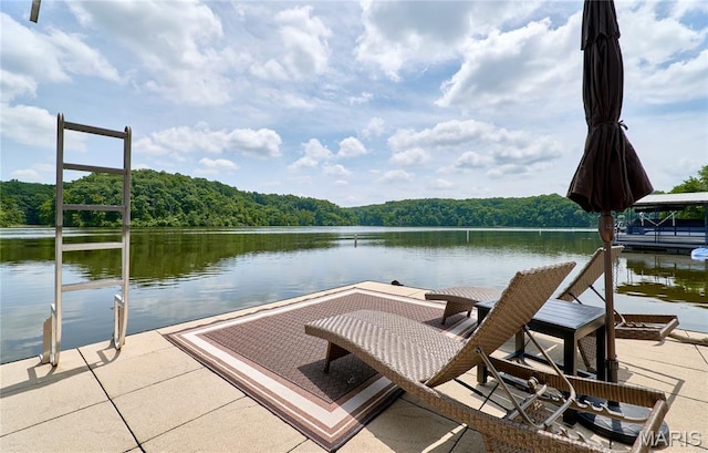 10234 Village Dr, Foristell, MO 63348 - dock area featuring a view of trees and a water view