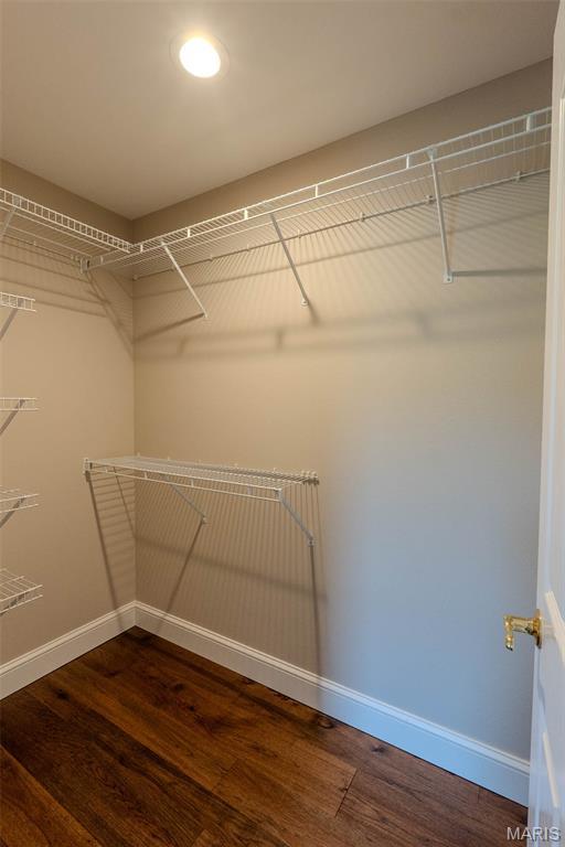 11782 Pine Forest Dr, Rolla, MO 65401 - walk in closet with dark wood-style flooring