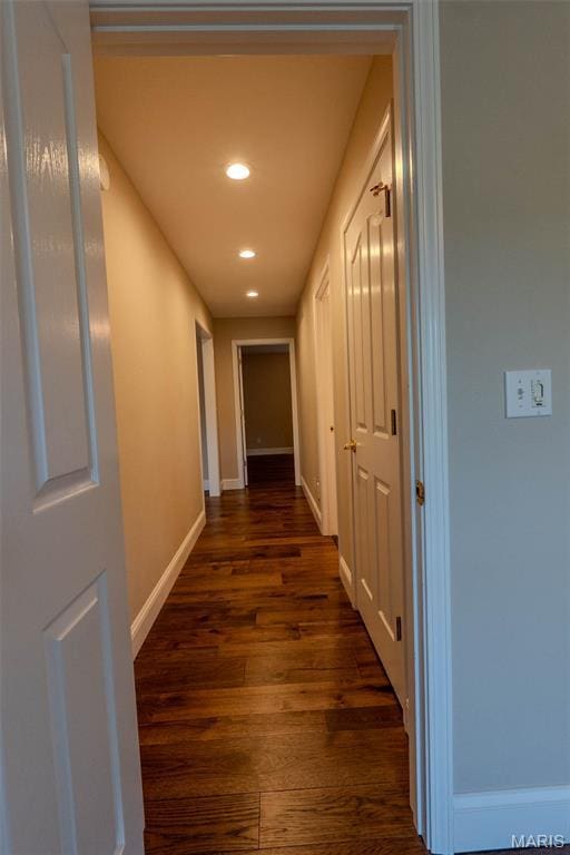 11782 Pine Forest Dr, Rolla, MO 65401 - hall featuring dark wood-style flooring and recessed lighting