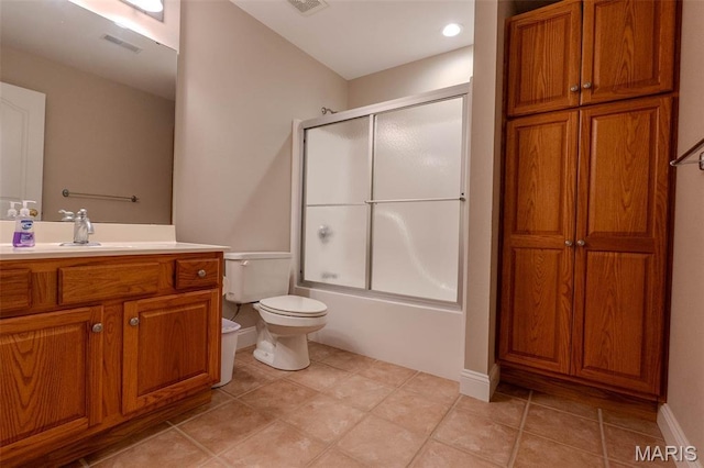 11782 Pine Forest Dr, Rolla, MO 65401 - full bath featuring vanity, bath / shower combo with glass door, and tile patterned floors